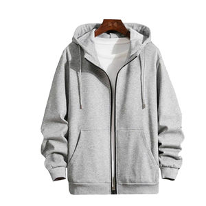 Sudadera con capucha de lana con cremallera completa de 300g de alta calidad para hombres, sudadera holgada informal con logotipo personalizado en stock con cuello con capucha, Stock de Venta caliente - Product Image 1