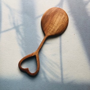 Vitrapro-cuchara de madera con mango de corazón, utensilio de cocina de diseño Vintage, 100% - Product Image 2