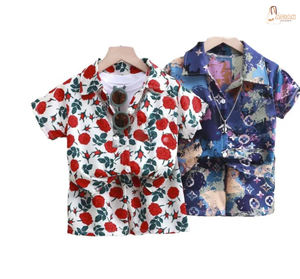 Camisa escolar informal abotonada de manga corta de algodón para niños con cuello vuelto Ropa Lisa para niños-Venta al por mayor - Product Image 2