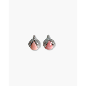 Pendientes de Mariquita en Cobre Bañado en Rodio con Detalles de Perlas y Diamantes para Regalo de Boda o Fiesta - Product Image 1