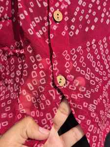 Chemise pour femme Georgette Bhandej Saree, longue, ample, à motifs floraux, pour les fêtes, l'été, le printemps, style sexy, manches ballon, légère, simple - Product Image 3