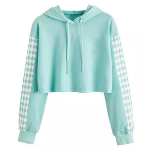 Sudaderas con capucha Fabricante personalizado de algodón/poliéster Color sólido Forrado Crop Top Sudaderas con capucha para mujeres Mejor venta Servicio OEM - Product Image 1