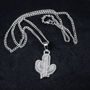 สร้อยคอเพชรแท้24 "จี้ทองสไตล์ฮิปฮอปพร้อมจี้ดีไซน์กระบองเพชร - Product Image 5