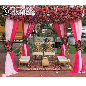 Sillas Mandap talladas en madera de boda Gujarati, sillas Mandap Vedi abiertas para bodas al aire libre, sillas Mandap DE BODA talladas a mano perfectas - Product Image 1