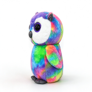 Unique plush Rainbow Tie Dye Owl Plush <b>Toy</b>, Cute Big Purple Glitter Eyes <b>Stuffed</b> Owl Animal, <b>Soft</b> Sitting Owl Doll - Product Image 6