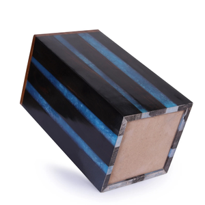 Handmade Rosewood Cremation Urn Blue Resin Stripes <b>Memorial</b> <b>Keepsake</b> Cremation urns for Human Ashes - Product Image 2