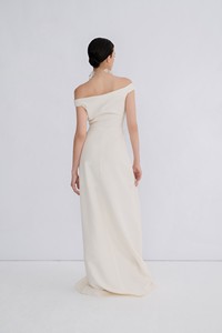 Vestidos de mujer de estilo elegante acampanados en la parte inferior Esber el hombro vestido largo tela de Jacquard arena ropa de mujer Whiteant - Product Image 4