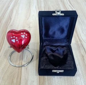 Cremation Mini Heart Urn Keepsake Memorial | Small Urn for Ashes Funeral Burial Jar Pot | Color Red with Silver Paw Print| - Product Image 4