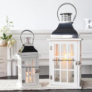 High Quality Decorative Metal Candle <b>Lantern</b> Square Shape White/Silver Hanging <b>Lantern</b> for Home & Garden Decor - Product Image 2