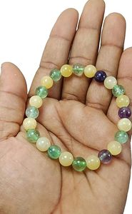 Fluorite faite à la main avec Calcite jaune perles rondes Bracelet perles de cristal bijoux de mode pour hommes et femmes énergie pierre précieuse cadeau - Product Image 3
