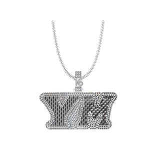 Colgante con Logotipo Inicial en Corte Baguette de Plata de Ley 925 con Moissanita VVS, Joyería Hip Hop para Hombre, Chapado en Rodio, Letra y Número Personalizados - Product Image 1