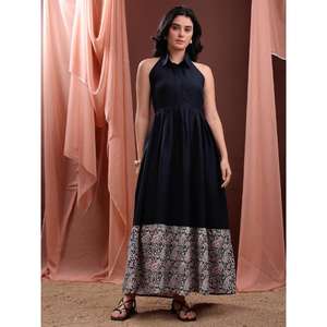 Robe longue western décontractée sans manches à col uni pour femmes - Product Image 3