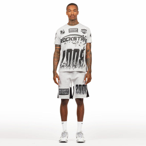 Vêtements d'été vintage pour hommes 100% coton ensemble de shorts d'été gris DTG imprimé respirant tissé tricoté Logo personnalisé - Product Image 2