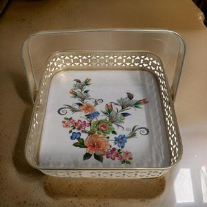 Bandeja Rectangular Pichwai con Mango de Flores, Diseño Personalizado, Venta Al por Mayor, Precio Bajo, Alta Calidad, Hierro, Metal, Esmalte, Bandeja para Servir - Product Image 2