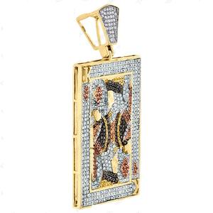 Premium Silver Iced Out Royal Playing Card Pendant Crafted With Moissanite Diamonds Street Style Look - Product Image 2