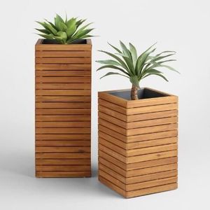 Artisanat décoratif pot de fleurs en bois souhaitant bien jardinière décor de jardin créatif jardinières en bois écorce pots de fleurs jardin - Product Image 2