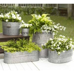 Lot de 2 bacs à plantes de jardin galvanisés antiques Jardin moderne et traditionnel Durabilité durable Plantes Baignoire Prix abordable - Product Image 6