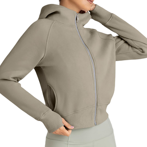 Vêtements décontractés, streetwear, épaules tombantes, respirants, respectueux de l'environnement, sweats à capuche en tricot, sweats à capuche courts pour femmes - Product Image 3