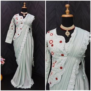 Sari en soie Rangoli tendance de la boutique indienne, dernier modèle exclusif, blouse de qualité supérieure, tenue ethnique de mariage - Product Image 4