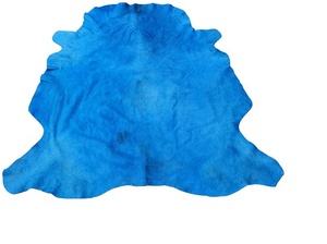 Tapis artisanal en cuir de vachette bleu délavé à l'acide, avec poils et feuille métallique, pour sacs, tapis et chaussures - Product Image 6