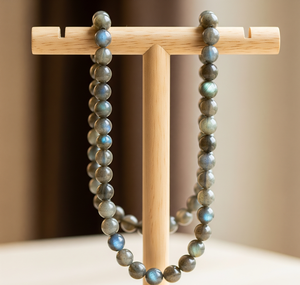 สร้อยคอเงินแท้18นิ้วสำหรับผู้หญิงสร้อยคอที่ผูกปมด้วย925หินลาบราดอไรต์น้ำจืดลูกปัดการออกแบบทางเรขาคณิตการรักษาธรรมชาติ - Product Image 2