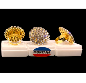 Elegante anillo de diseño floral de aleación de Latón chapado en oro y plata con incrustaciones de diamantes americanos brillantes para mujeres y niñas - Product Image 4