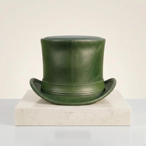 Chapeau haut de forme steampunk en cuir vert émeraude, fait main, sur mesure, de qualité supérieure, accessoire de cosplay victorien pour festival - Product Image 2
