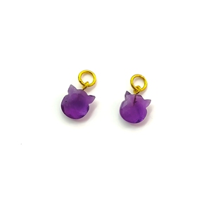 พลอยอเมทิสต์ธรรมชาติรูปแมวอัญมณีหลวม11-12มม. แกะสลักจี้ทองคำแกะสลักพลอย925เสน่ห์เงินสเตอร์ลิง - Product Image 2