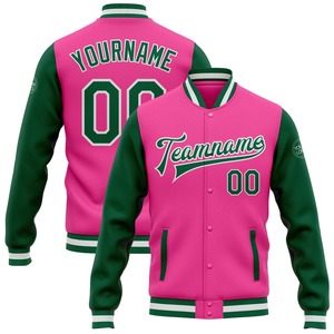 Vente en gros dans l'industrie directe de bombardiers décontractés d'hiver personnalisés Kelly Green noir-or veste à capuche bicolore Varsity Letterman - Product Image 4