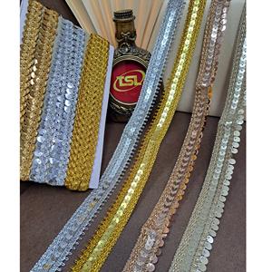 Precio de exportación decorativo algodón poliéster encaje metálico borde embellecedor para vestido de novia Sari cojín Dupatta accesorios de moda - Product Image 5