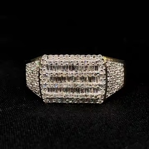 VVS Moissanite แหวนฮิปฮอปชุบทอง/เหลืองลายดาวเครื่องประดับงานแต่งงานสำหรับผู้ชายและผู้หญิง - Product Image 1