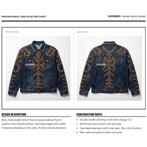 แจ็คเก็ตเดนิมผู้หญิงสไตล์ Y2K งานปักลาย 3 มิติ แต่งขอบคอประดับเพชร สไตล์สตรีทแวร์ขาดๆ แบบวินเทจ สำหรับฤดูใบไม้ร่วง - Product Image 6