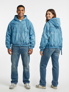 Sudadera con Capucha Informal de Estilo Urbano con Mochila Integrada, Panel de Malla con Cremallera, Cierre Frontal con Cremallera, Felpa Francesa, Sudadera Gruesa - Product Image 3