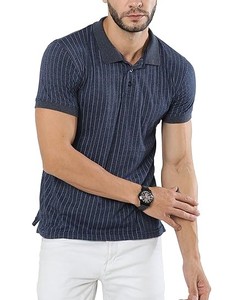Camiseta Polo de marca a rayas de algodón de media manga para hombre con estilo para hombre - Product Image 4