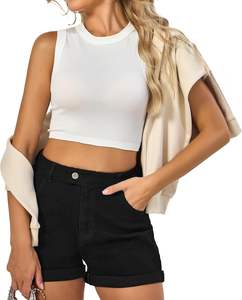 Short en jean femme coupe ajustée 82% coton 16% polyester 2% élasthanne 5 poches style fermeture éclair braguette bouton respirant hiver - Product Image 4