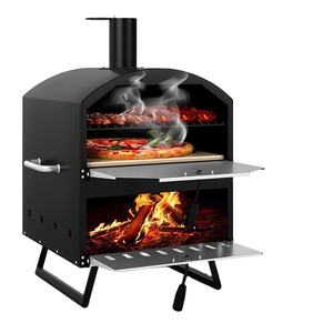 Four à pizza extérieur haut de gamme au bois et au gaz en acier inoxydable - PG03 - Product Image 1