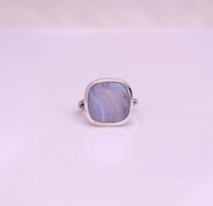 ชุดแหวนเงินควอตสีฟ้าทำมือแหวนเงินอัญมณีดิบ925แหวนเงินสเตอร์ลิง - Product Image 4