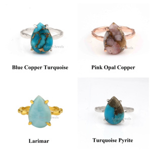 2025 Meilleure vente Sterling fait à la main éternité Vermeil Partywear naturel Turquoise opale cuivre pierres précieuses bague en argent pour les femmes cadeau - Product Image 3