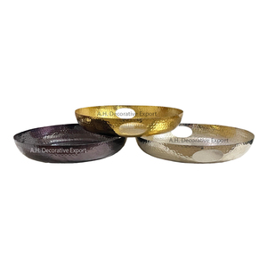 Lot de 3 plateaux de service modernes en aluminium martelé Nouveau design tendance Restaurant Hôtels Assiette à fruits Centre de table Plateau de service - Product Image 2