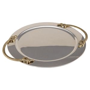 Bandeja para servir dulces de la mejor calidad con asas de latón en bandeja de aperitivos para servir martillado de aluminio a la venta - Product Image 1