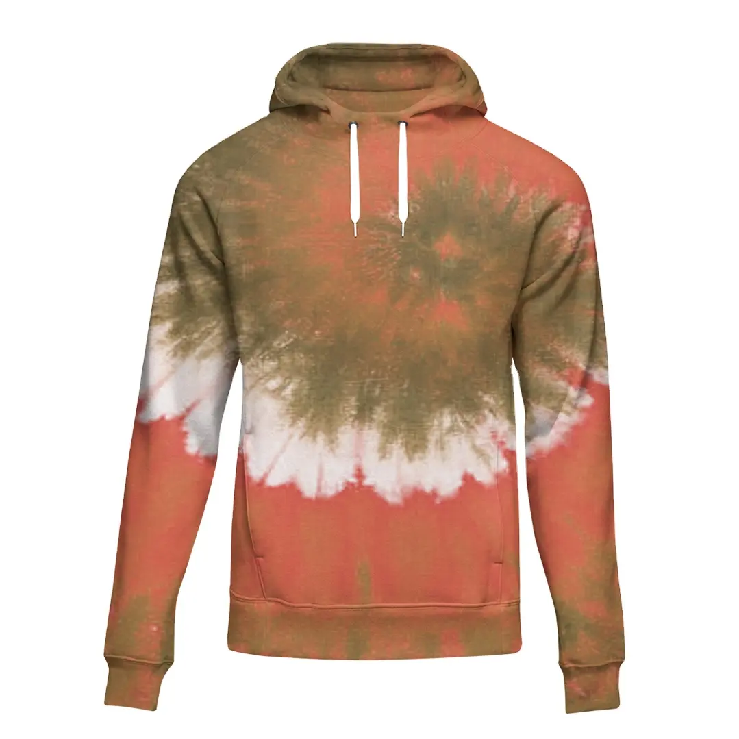 OEM kualitas tinggi 55% katun 45% poliester tie dye pullover hoodie 270gsm kustom cetak Logo pria hoodie Sweatshirt grosir