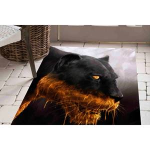 Alfombra con Estampado de Pantera Negra y Dorada - Antideslizante, Suave, Decoración de Oficina, con Pelo Suave - Product Image 3