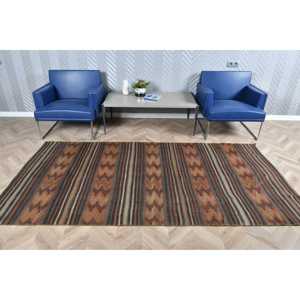 Vintage Rug, 4.4x8.8 ft Area Rug, <b>Brown</b> Floral <b>Wool</b> Turkish Rug - Product Image 2