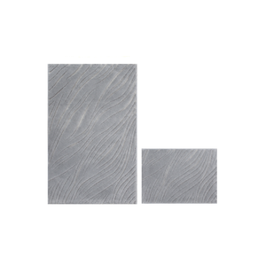 Lanya <b>Light</b> Grey Recycled Cotton Yarn Dyed Jacquard Woven Luxury <b>Bath</b> Rug Set for Home Hotel Office Use 40x60cm+60x100cm - Product Image 1