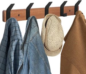 Coat <b>Hook</b> <b>Wall</b> Mounted Coat <b>Rack</b> Long Entryway Hanging Coat <b>Rack</b> With Wood Aluminium Wooden Decorative <b>Hooks</b> & Rails - Product Image 1