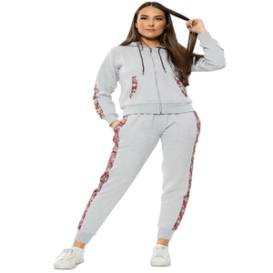 Women's 2PCS Printed <b>100</b>% Cotton Front Logo Loungewear Set Top Hoodies & Pants Tracksuit - Product Image 1