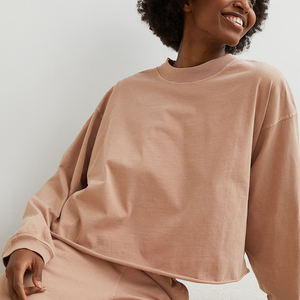 Sweat-shirt pour femme en coton 100% de qualité supérieure, coupe ample, col rond, broderie de lettres, vente en gros - Product Image 2