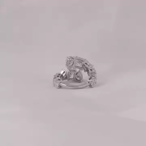 Último diseño de lujo para mujer, anillo de oro macizo de 14 quilates, anillo de derivación de diamantes creado en laboratorio de múltiples formas, regalo de estilo romántico para niñas - Product Image 3
