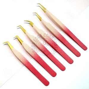 Durable Fiber Tip Lash Tweezers 45° & 90° Boot Volume Eyelash Extension Applicator Custom Logo Diamond Grip <b>Tool</b> - Product Image 1