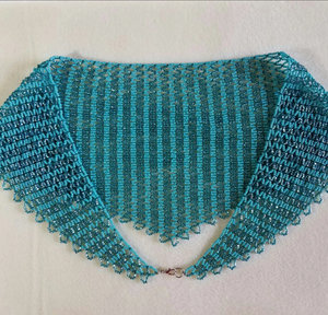 Beautifully Handmade Stripe Beaded Netted <b>Scarf</b> Pattern High Quality Unique Western Beaded <b>Scarf</b> Necklace, Fringe Beaded Bandana - Product Image 1